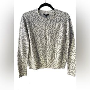 NWT - Aqua - B-Indy - Grey Leopard - 100% Cashmere Sweater (XS)